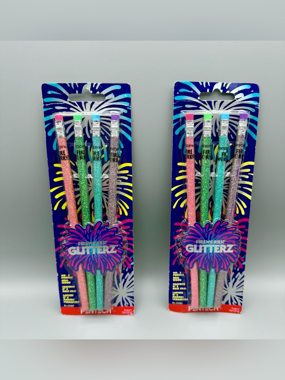 Vintage 2000 Y2K Pentech Fireworks Pastel Glitter Pencils NOS Rare 2 Packs